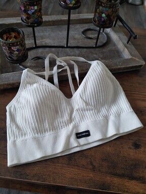 Like New Large Lucky Brand Tan Cream Padded Sexy Strappy Bralette